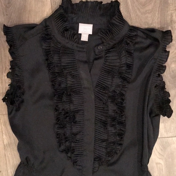 Black Silky Victorian Style Ruffle Blouse - Picture 5 of 9